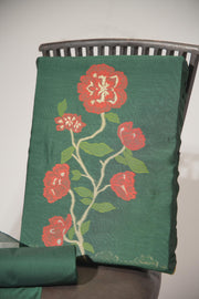 Elite Weave Dark Green Muga Cotton Unstitched Suit Set